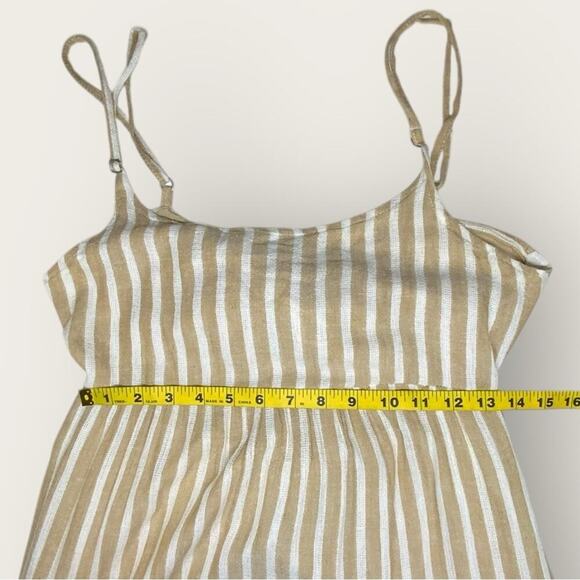 NWT | Elan | Khaki Stripe Spaghetti Strap Maxi Dress | White/Beige | Small - Picture 9 of 12